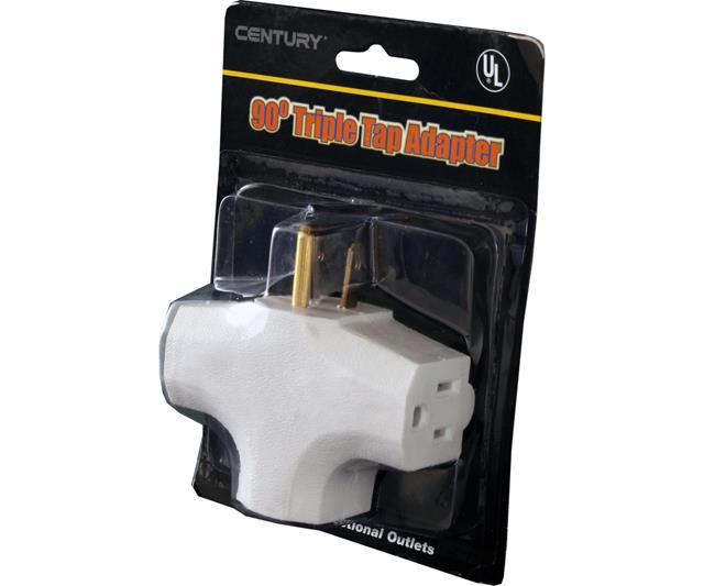 90 Degree Tri Tap Adapter, White