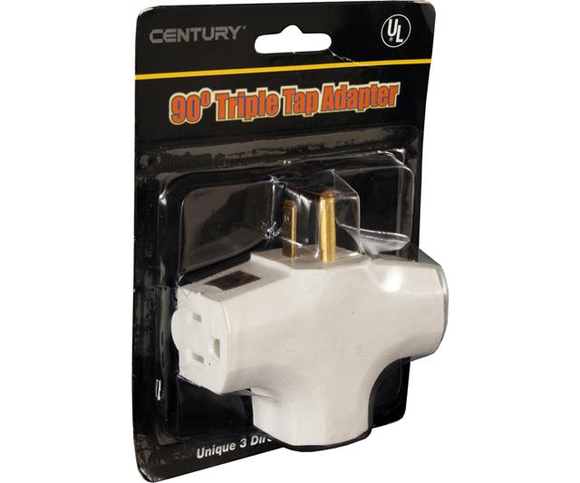 90 Degree Tri Tap Adapter, White