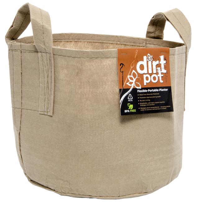 Dirt Pot Flexible Portable Planter, Tan, 5 gal, with handles