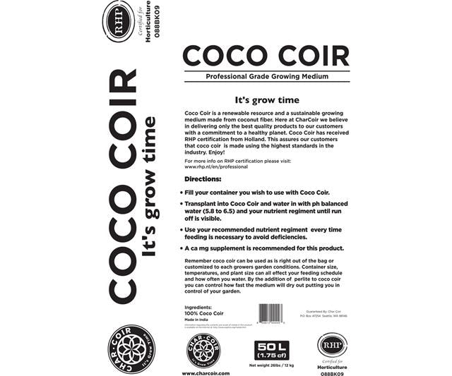 Char Coir 100% RHP Certified Coco Coir, 50 L