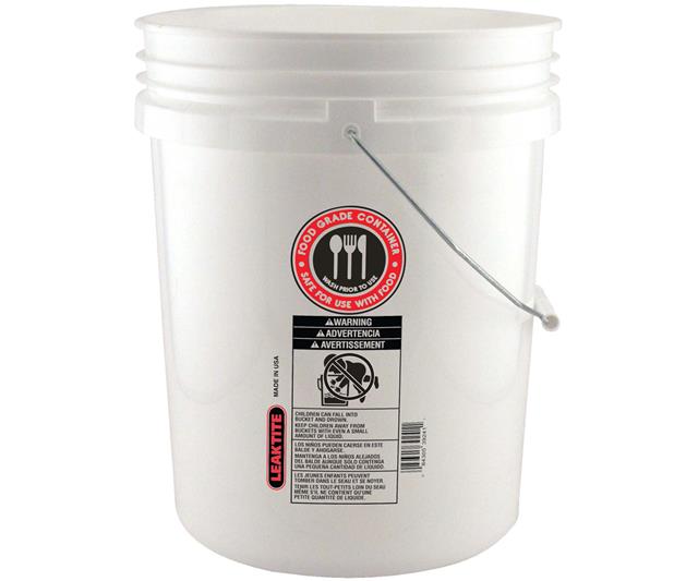 Hydrofarm White Bucket, Food Safe, 5 gal