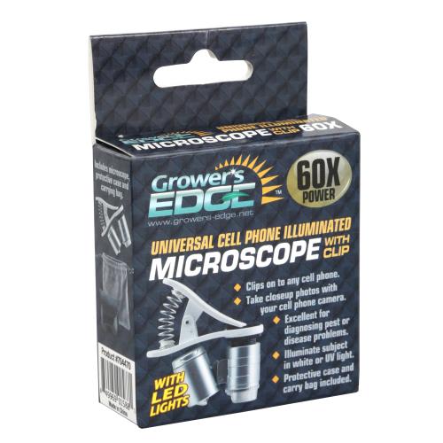 Grower's Edge Universal Cell Phone Illuminated Microscope w/ Clip - 60x (20/Cs)