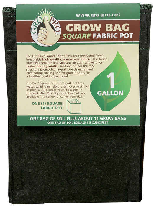 Gro Pro Square Fabric Pot 1 Gallon (100/Cs)