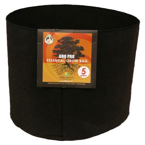 Gro Pro Essential Round Fabric Pots - Black