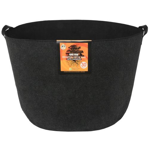 Gro Pro Essential Round Fabric Pots with Handles - Black