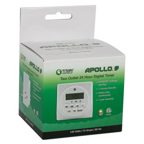 Titan Controls Apollo 9 - Two Outlet Digital Timer (10/Cs)