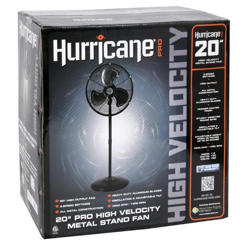 Hurricane Pro High Velocity Oscillating Metal Stand Fan 20 in