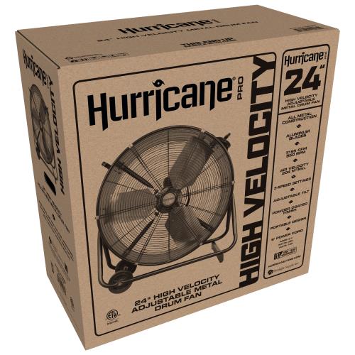 Hurricane Pro Heavy Duty Adjustable Tilt Drum Fan 24 in