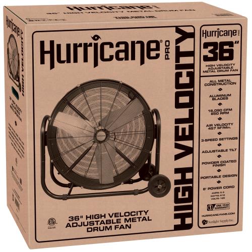 Hurricane Pro Heavy Duty Adjustable Tilt Drum Fan 36 in