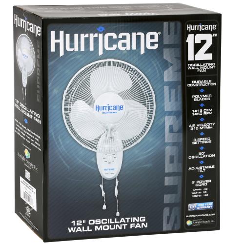 Hurricane Supreme Oscillating Wall Mount Fan 12 in (63/Plt)