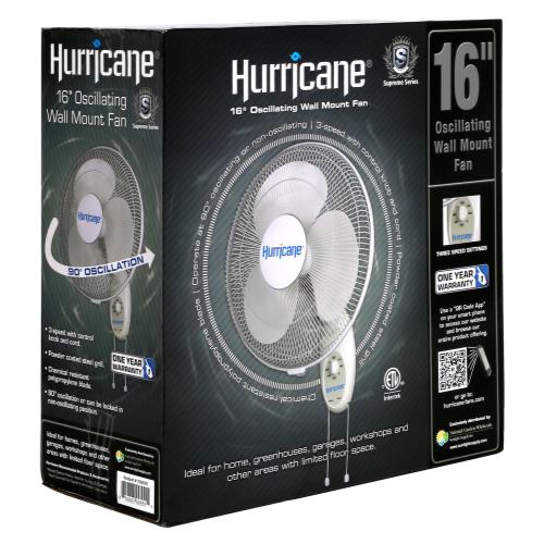 Hurricane Supreme Oscillating Wall Mount Fan 16 in (48/Plt)