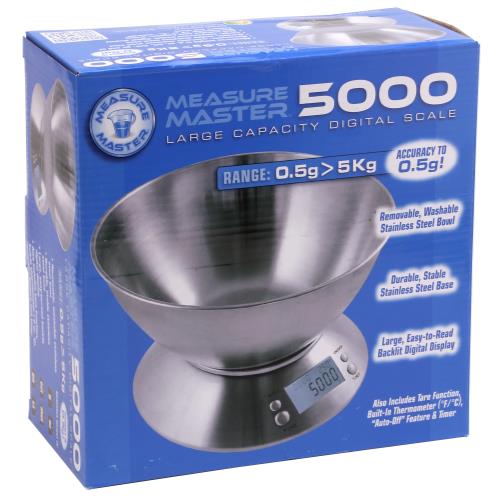 Measure Master 5000g Digital Scale w/ 1.6 L Bowl - 5000g Capacity x 0.5g Accuracy