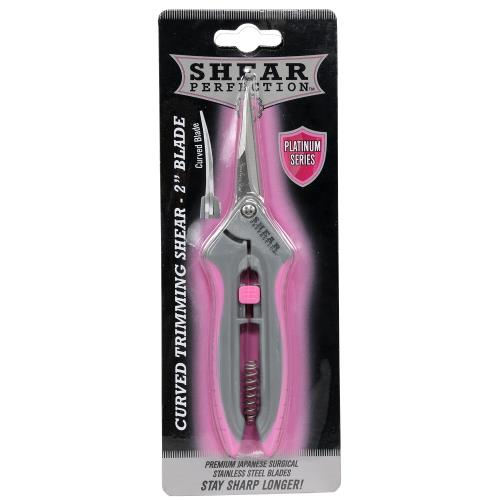 Shear Perfection Pink Platinum Stainless Trimming Shear - 2 in Curved Blades (12/Cs)