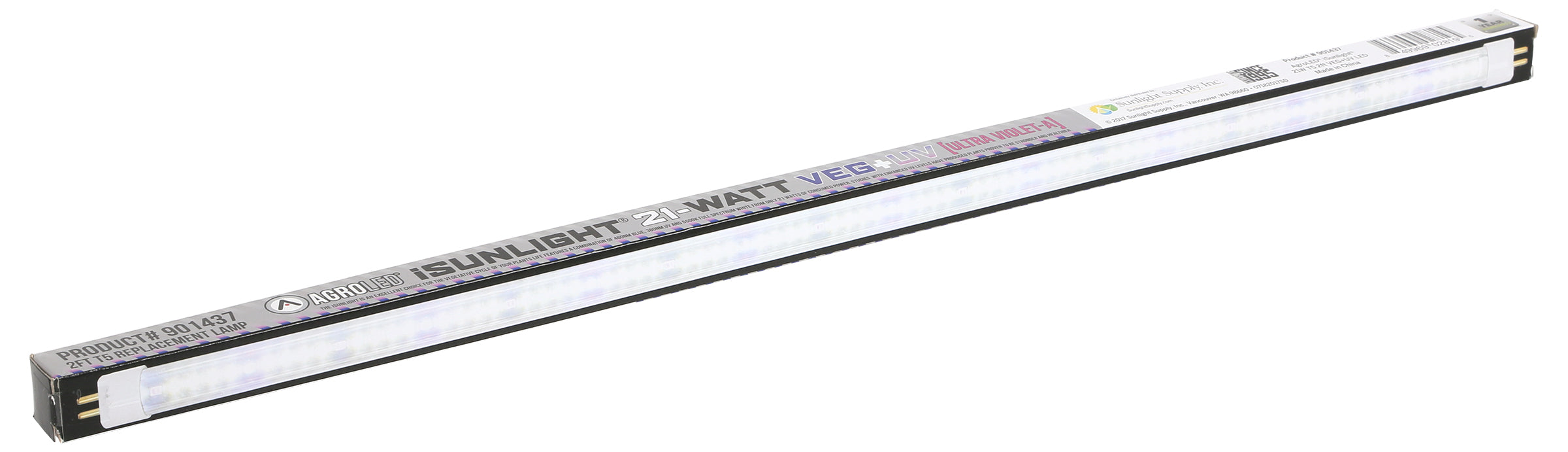 AgroLED iSunlight 21 Watt T5 2 ft VEG + UV LED Lamp (25/Cs)